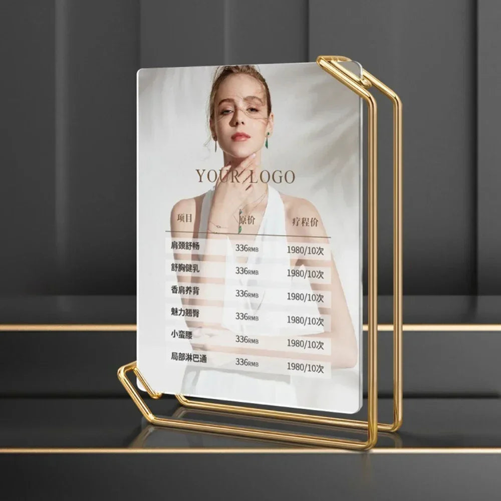 cadre photo moderne or transparent clips photo a4 minimaliste affichage menu listes prix