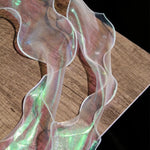 ruban organza polyester nylon 10m transparent vert rose rayures brillant semi transparent moderne élégant
