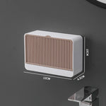 boîte savon moderne blanche rayée adhésive petite plante artificielle