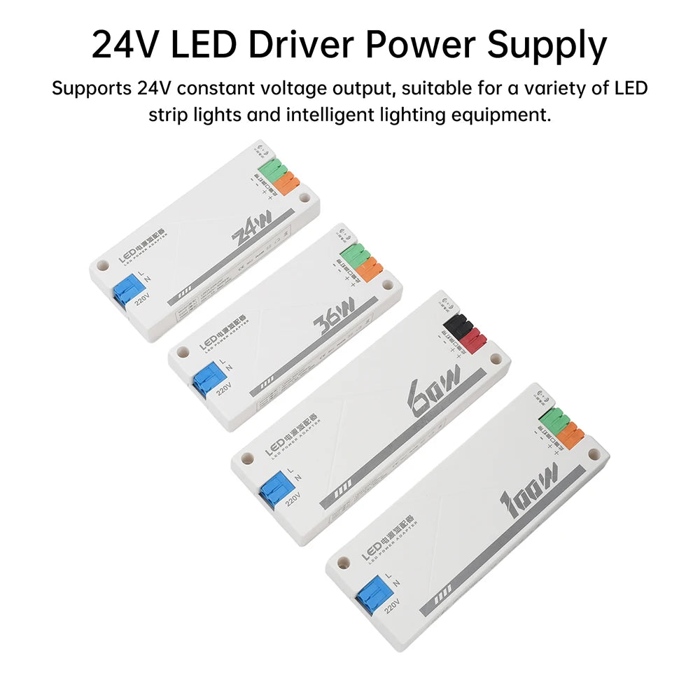 alimentation électrique led 24v blanc transformateur bornes etiquettes 74w 36w 60w 100w