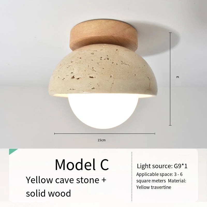 lampe bois marbre éclairage quotidien moderne rustique beige brun foncé pierre naturelle opacité e27