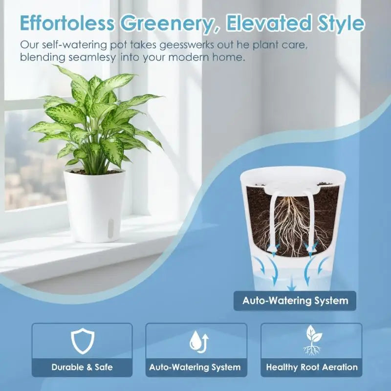 pots fleurs auto arrosants hydroponiques blancs moderne minimaliste grille transparentesintérieur