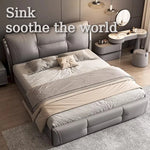 lit gris simili cuir doux moderne rangement 180cm 200cm assemblage maison