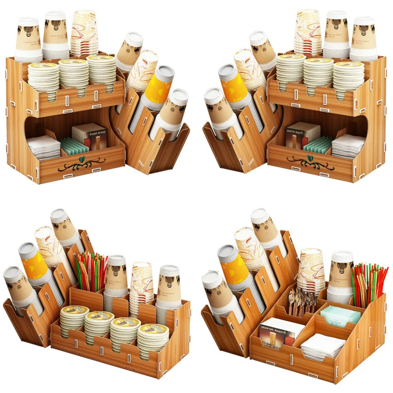 support tasse bambou bois naturel accessoires bar salon thé moderne