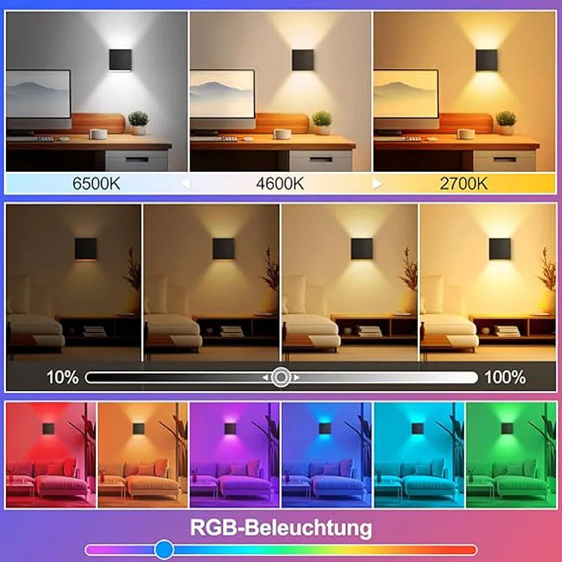 applique murale led noire contemporaine wifi zigbee contrôles app voice