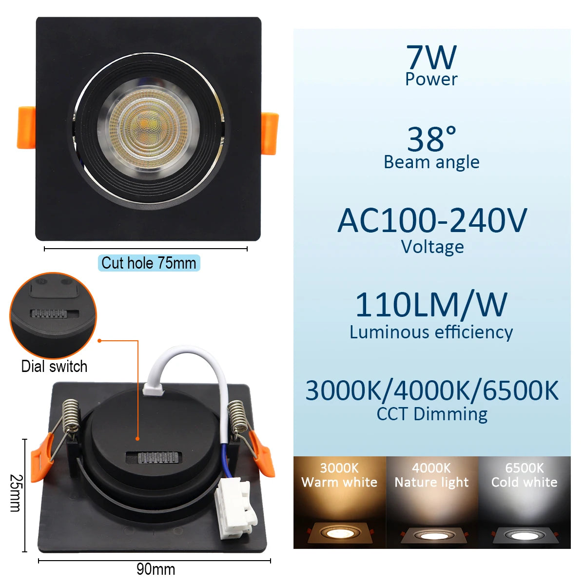 spots led ajustables blanc noir modernes lumiere salon cuisine minimaliste clips amovibles
