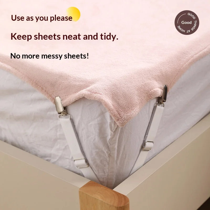 Support matelas blanc rayures clips métalliques moderne literie fixateur antidérapant abs