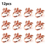 anneaux serviette feuilles or argent rose gold moderne élégants décoration table mariage noël