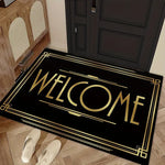 tapis d'entrée moderne lettrage welcome noir blanc jaune motifs tournesols antidérapant polyester 40x60cm
