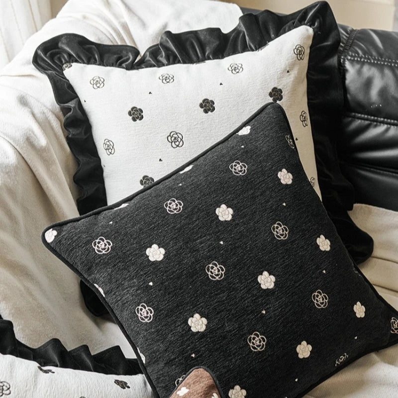 housse coussin vintage fleur beige noir marron français adhésif décoration intérieure voiture