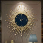 horloge murale moderne ornementale aiguille métal ornement solaire salon or