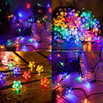guirlande lumineuse fleurs multicolore moderne extérieure led solaire ip65 12m 100leds jardin decoration festive
