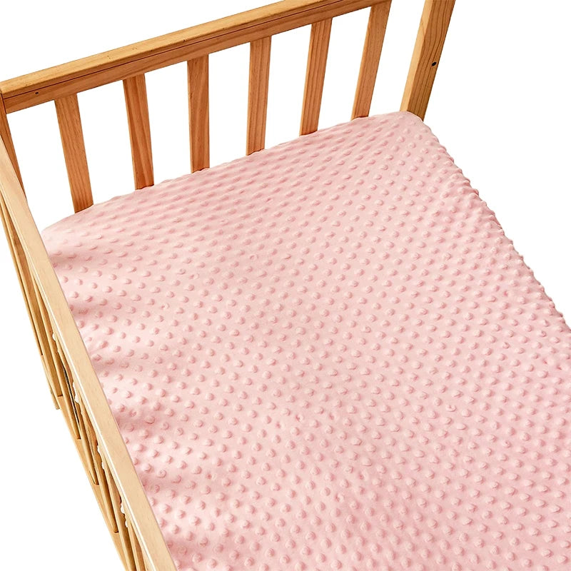 drap housse berceau rose clair gris clair texture points élastique doux moderne hiver enfant