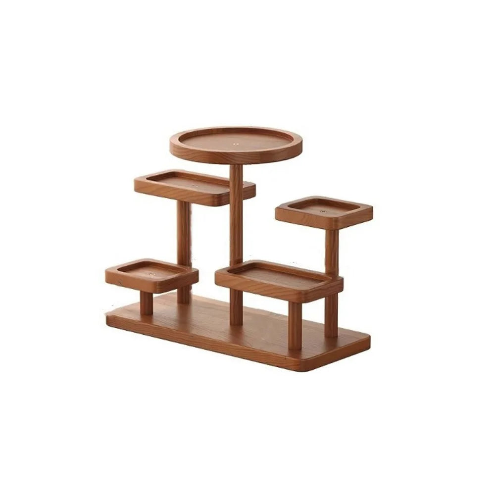support rangement multifonctionnel bois naturel moderne porte bijoux cosmétiques marron clair sans fixation visible