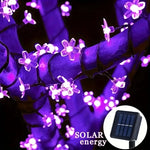 guirlande lumineuse solaire 12m 200leds violet multicolore fleurs moderneextérieur fêtes mariage