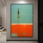 peinture l'huile contemporaine abstraite couleur bleu clair beige gris contemporain minimaliste sans cadre