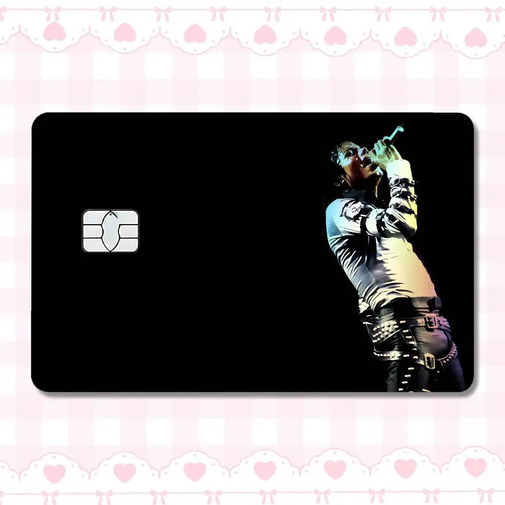 carte crédit personnalisée adhésif noir blanc michael jackson poses fond noir moderne minimaliste