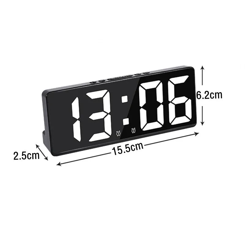 horloge numérique moderne affichage LED noir quartz détecteur vocal 12H 24H