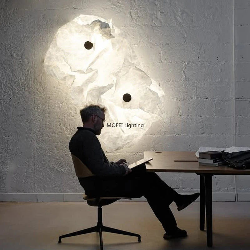 lampe murale moderne bois blanc rayures noires éclairage led rétractable têtes 180cm 260cm