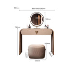 coiffeuse moderne maquillage miroir lumineux tabouret compartiments tiroirs étagère arrière beigeclair minimaliste