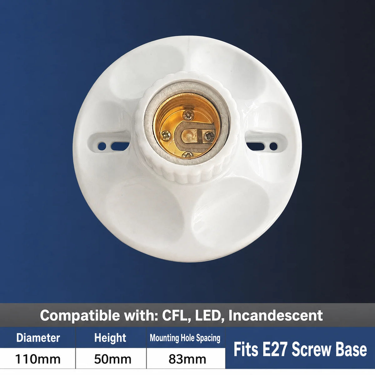 support lampe e27 blanc moderne abs surface ignifuge isolation montée