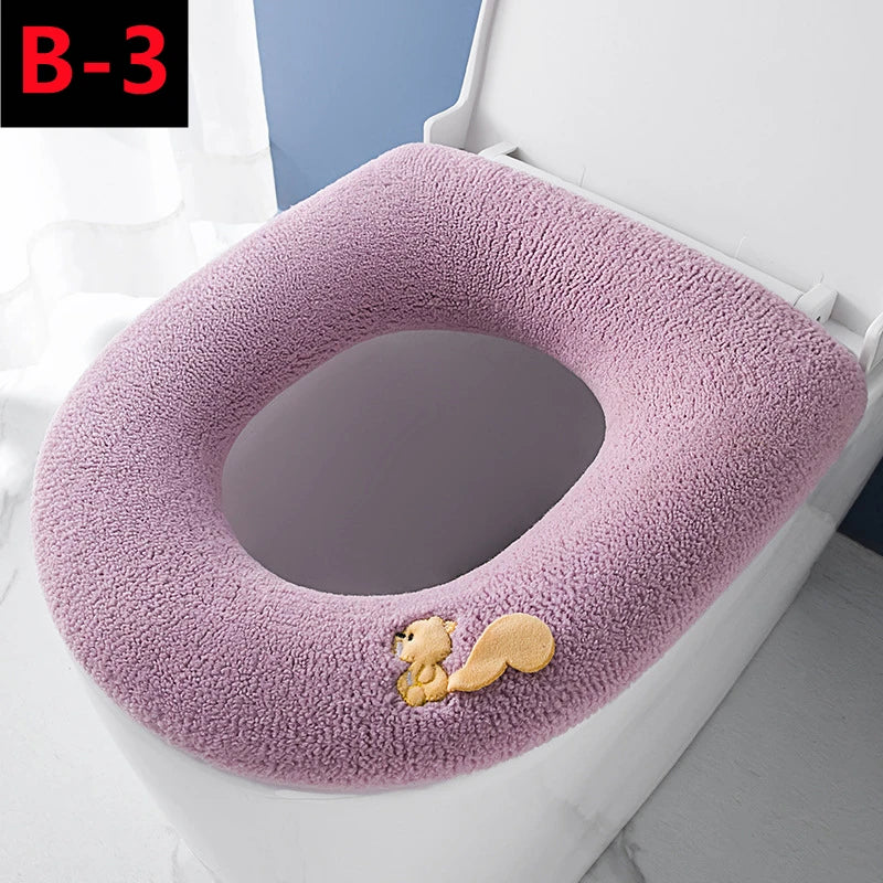 couvre siège toilette violet orange rose bleu microfibre douce adhésif motifs animaux écureuil castor