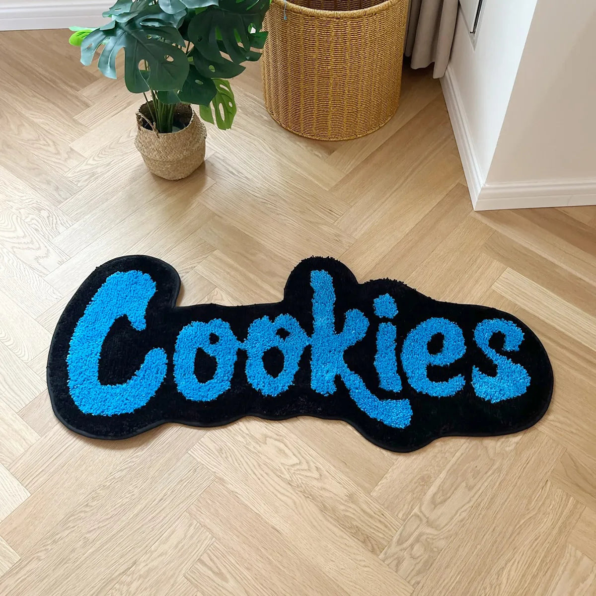 tapis lettres cookies bleu noir moelleux moderne intérieur extérieur prière voyage chambre