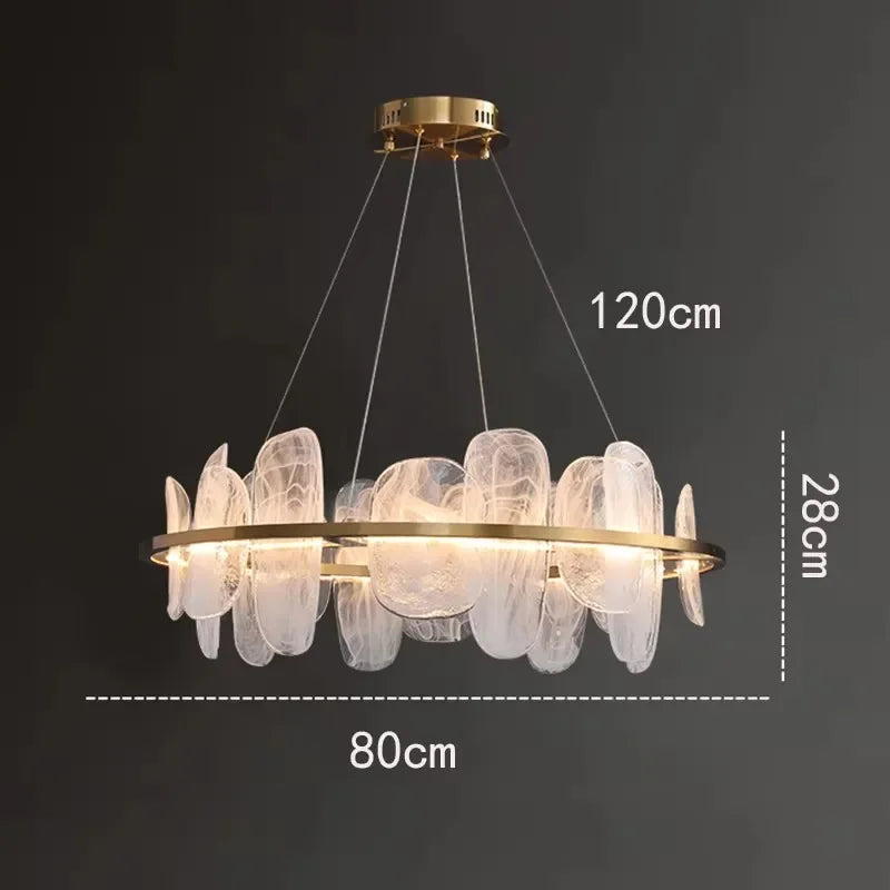 suspension lumineuse contemporaine élégante blanc doré texture organique ondulée translucent câbles suspension