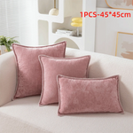 taies d'oreiller velours côtelé couleurs unies chic bordures décoratives polyester dimensions 30x50cm 45x45cm