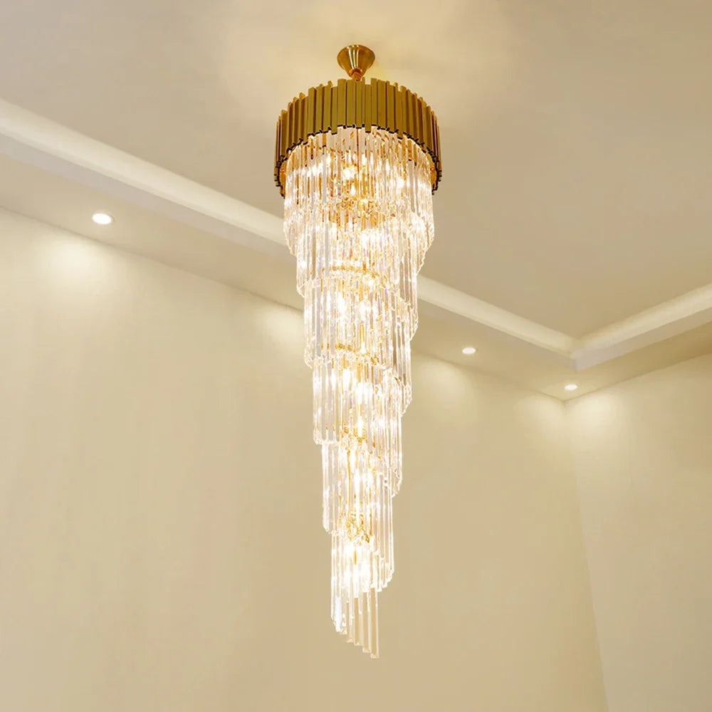 lustre contemporain luxueux doré transparent acier inoxydable cristal haute luminosité facile certifications multiples