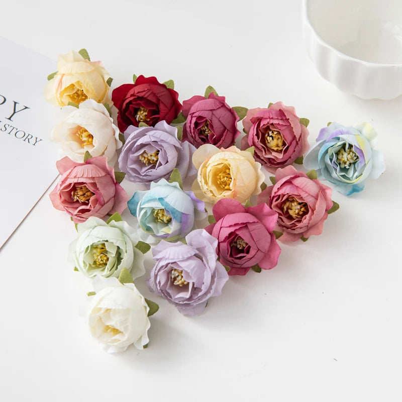 fleurs artificielles pivoine roses feuilles vertes decoration mariage anniversaire intérieur classique multicolore