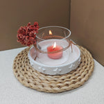 assiette étoile blanc silicone classique support osier bougie fleur corbeille
