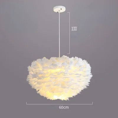 lampe suspendue moderne plumes blanc salon chambre coucher lumière intérieure décoration maison
