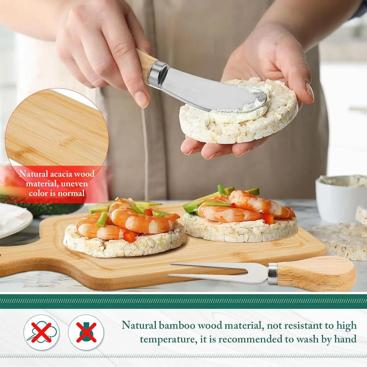 planche découper ensemble couteaux bois naturel rayures rustique anneau mariage noël décoration festive famille