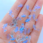 poissons résine colorés transparents violet bleu jaune rose 8x15mm figurines scrapbook nail art decoration