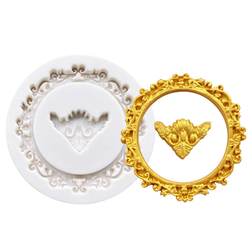 cadres photo silicone doré blanc baroques classiques moules deco fondant cupcakes gâteaux
