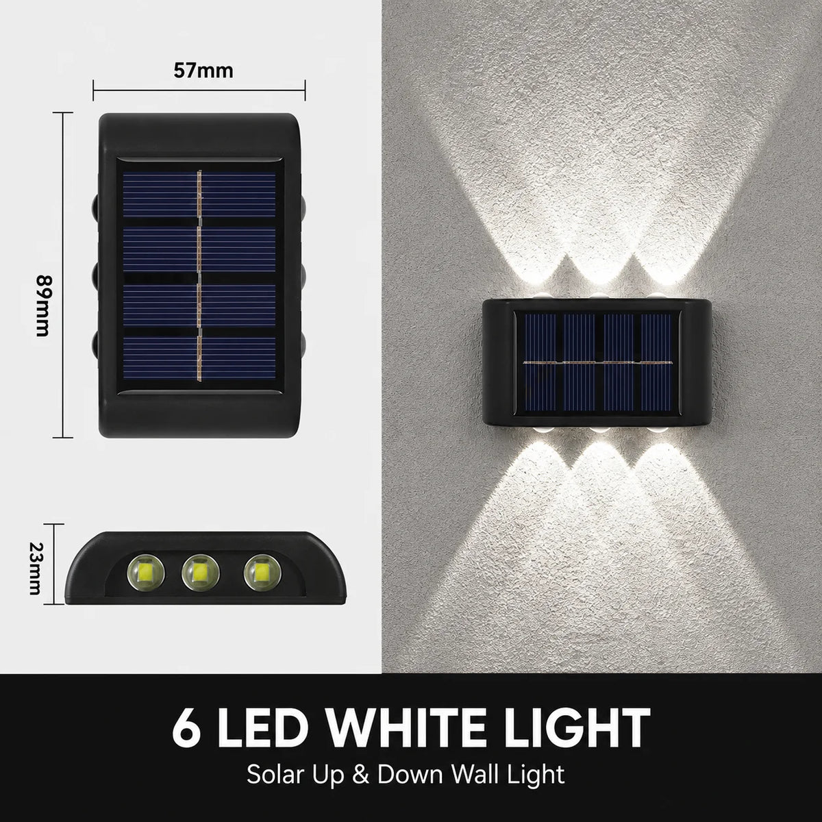 lampe murale solaire extérieure led up down 10 led moderne panneau solaire texturé murale