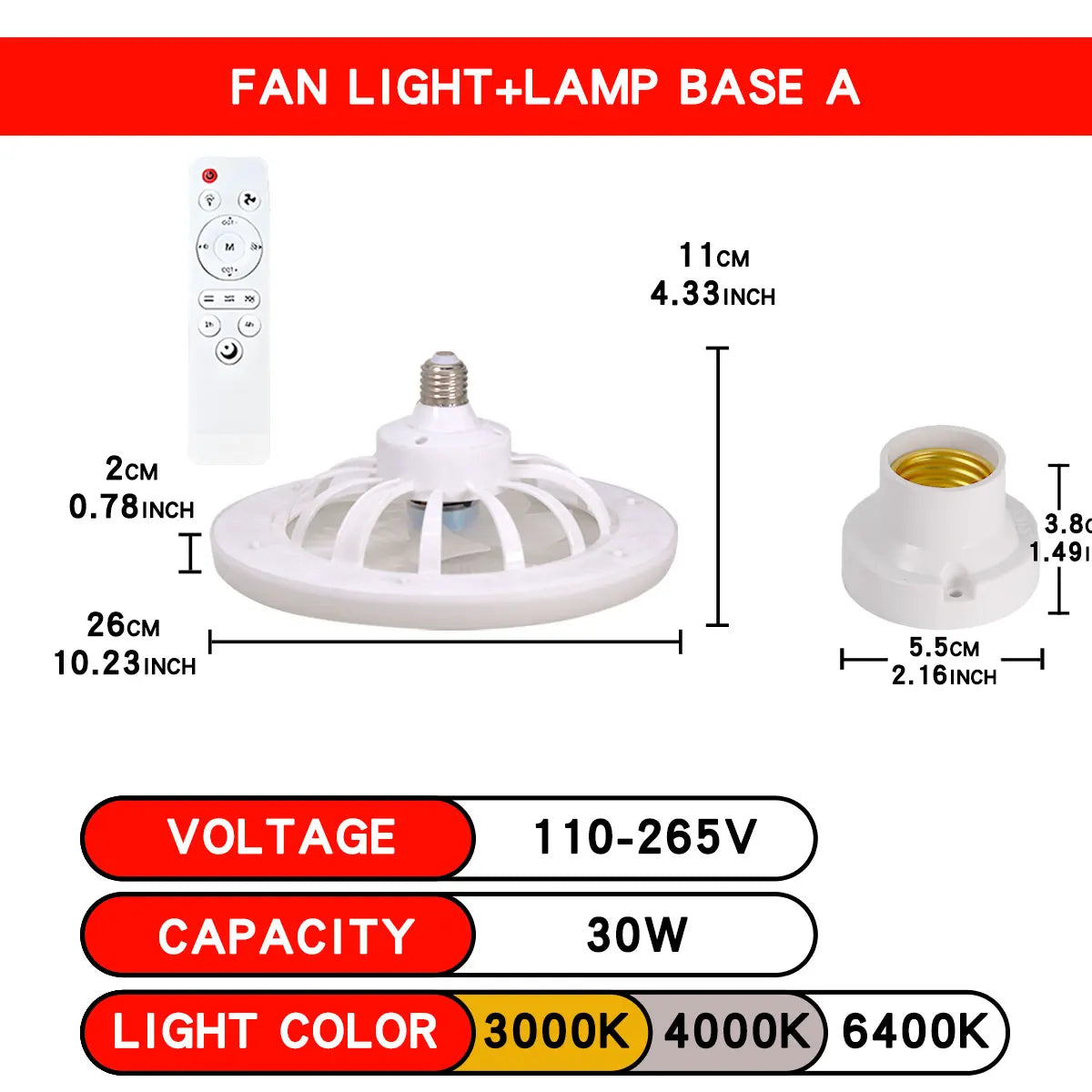 ventilateur lampe led moderne blanc grille télécommande flux lumineux certification ul rohs