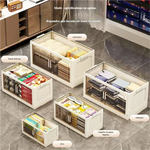 armoire rangement modulable pliable beige roulettes portes translucides jouets maison