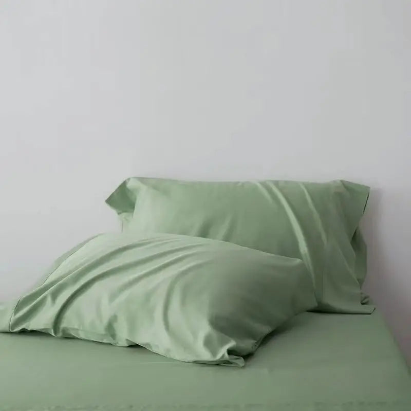 lot draps lit unis vert pastel coton doux moderne chambre maison