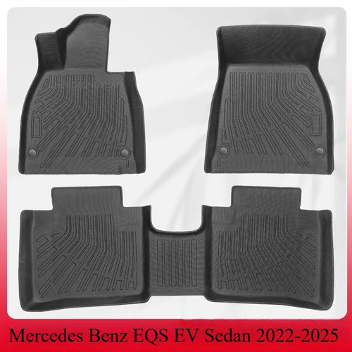 tapis sol caoutchouc noir rayures horizontales moderne imperméable voiture eqs ev sedan toutes saisons