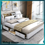 lit moderne blanc simili cuir rangements tiroirs 180cm 200cm