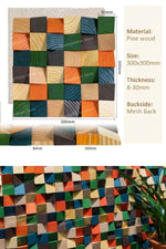 panneau mural décoratif 3d géométrique abstrait moderne triangles bois peints rouge orange Jaune Vert