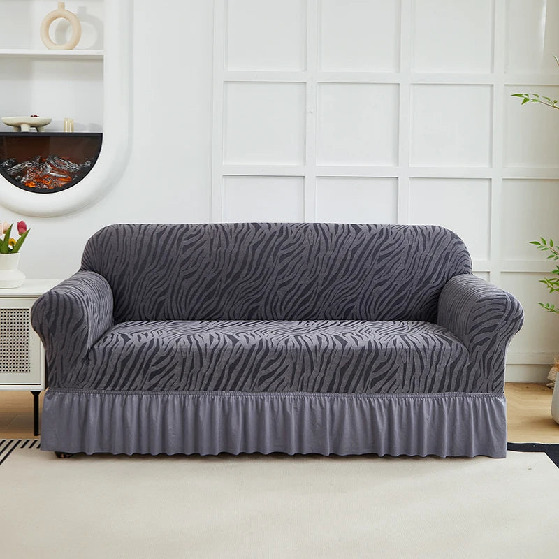 housse canapé universelle jacquard rayures horizontales moderne protection tissu élastique salon intérieur