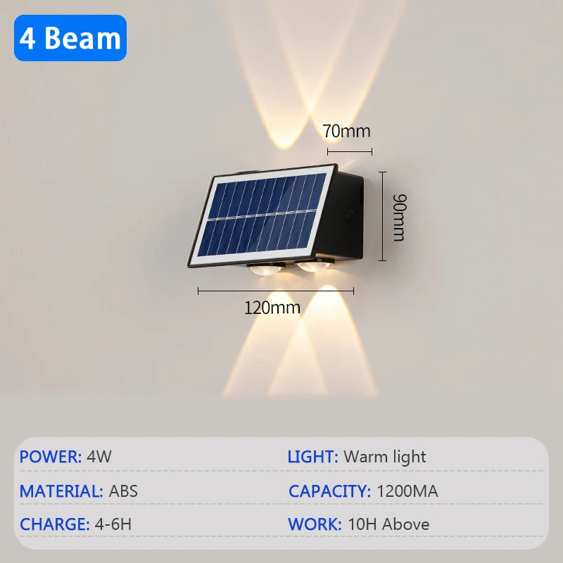 lampe murale solaire led rgb moderne panneau noir diffuseur blancextérieur résistante eau facile