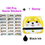 timbres personnalisables dessins animés animaux bleu noir rose blanc jaune gris daisyscrição