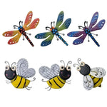 sculpture métal libellule abeille couleur aile transparente artisanale jardin extérieur decoration vertical horizontal