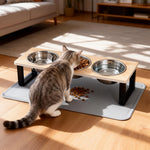 distributeur alimentation chats trois bols inox tapis antidérapant moderne minimaliste