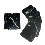 Ensemble de porte-cartes de crédit et de plateau en marbre noir et blanc avec motif de fissures.