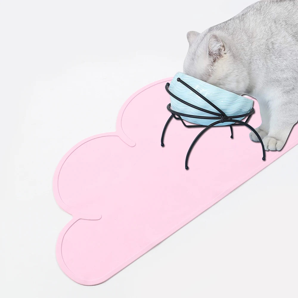 tapis silicone nuage bleu rose gris sous plat animal nourriture décoration mignonne enfantine
